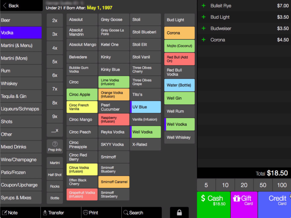 screenshot of Liquid Assets Point of Sale